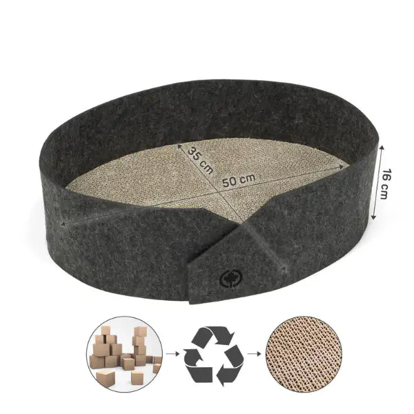 Cuccia per gatti in feltro con fondo tiragraffi in cartone Owen CanadianCat   bauzaarit.myshopify.com