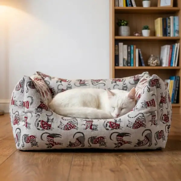 Cuccia per gatti quadrata Rodi Romeo con cuscino estraibile Leopet   bauzaarit.myshopify.com