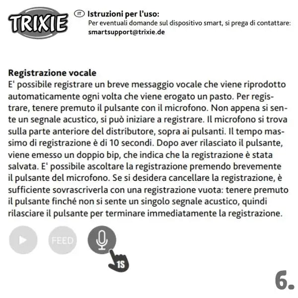 Distributore automatico di cibo TX-C Smart 5.0L con videocamera integrata Trixie   Bauzaar.it
