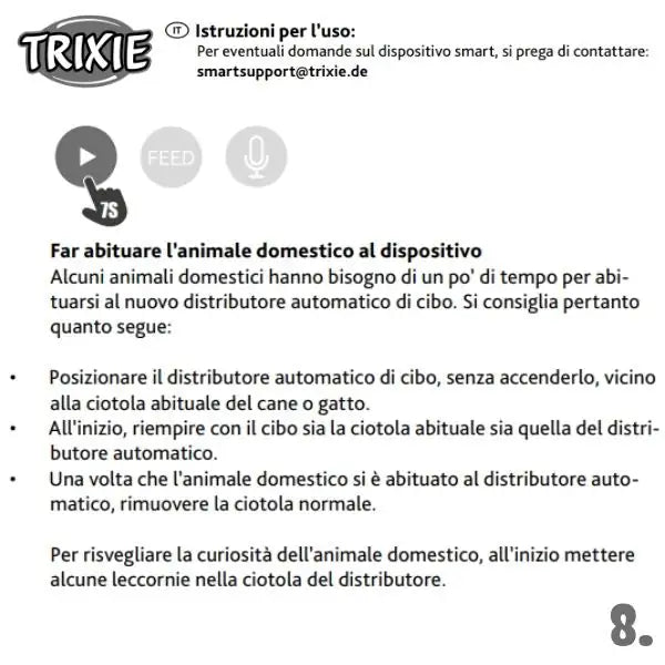 Distributore automatico di cibo TX-C Smart 5.0L con videocamera integrata Trixie   Bauzaar.it