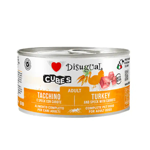 Disugual Dog Adult Cubes 150 gr  Tacchino e cubetti di speck con carote bauzaarit.myshopify.com