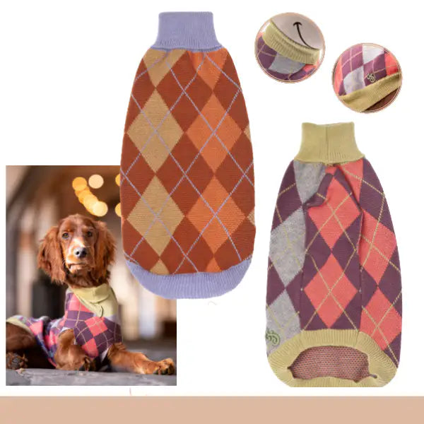 Dolcevita per cani Preppy inconica fantasia scozzese argyle Ferribiella   Bauzaar.it