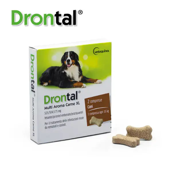 Drontal Plus Vermifugo antiparassitario aroma carne Vetoquinol  Confezione da 2 compresse - cani taglia medio/grande bauzaarit.myshopify.com
