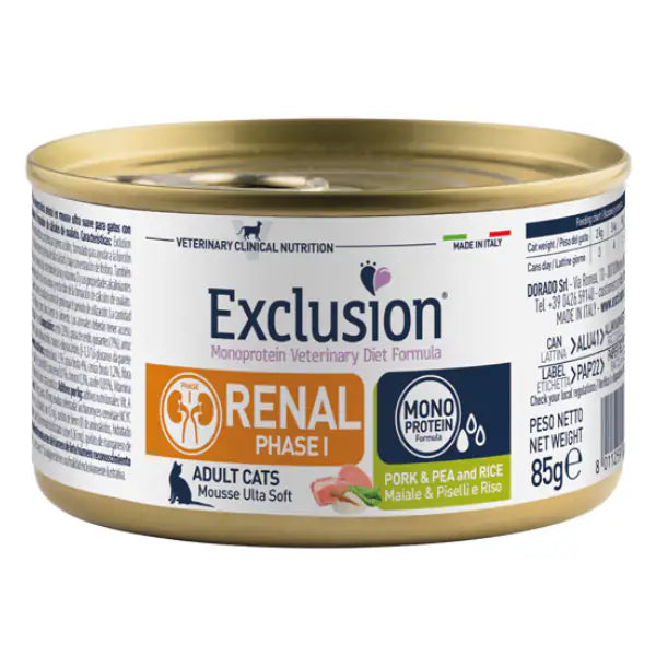 Exclusion Diet Cat Renal Fase 1 Mousse Ultra Soft 85 gr  Maiale e piselli bauzaarit.myshopify.com