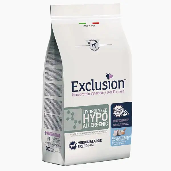 Exclusion Diet Hydrolyzed Hypoallergenic Adult Medium/Large Pesce  2 kg bauzaarit.myshopify.com