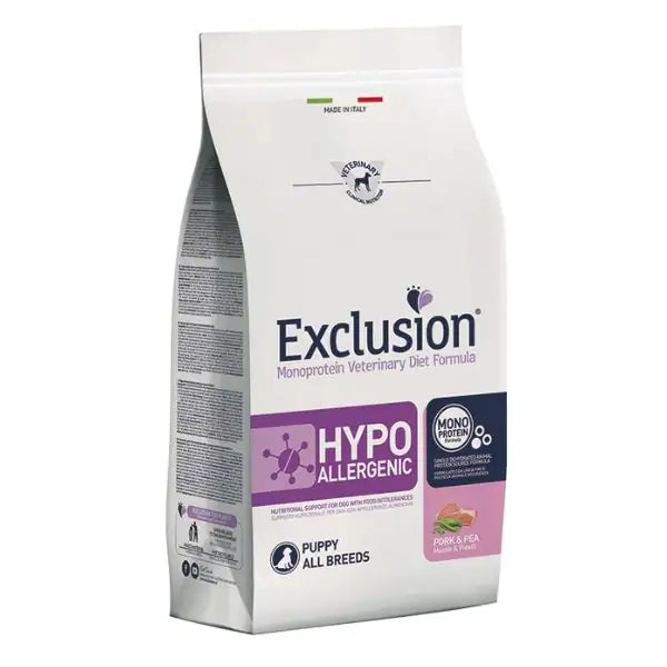 Exclusion Diet Hypoallergenic Puppy Maiale e Piselli  2 kg bauzaarit.myshopify.com