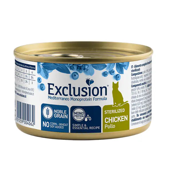 Exclusion Mediterraneo Cat Sterilizzato Noble Grain Monoproteico 85gr  Pollo bauzaarit.myshopify.com