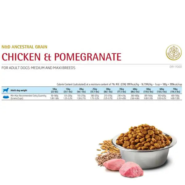 Farmina N&D Ancestral Grain Adult Medium/Maxi Pollo e Melograno   bauzaarit.myshopify.com