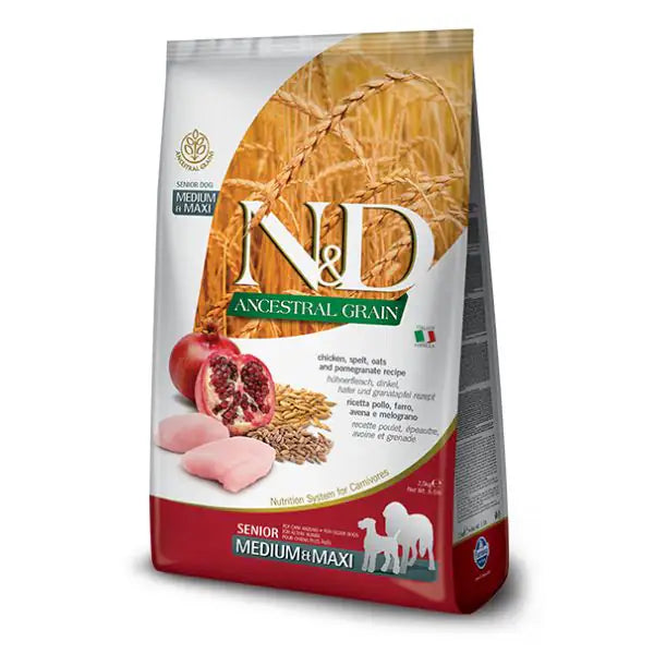 Farmina N&D Ancestral Grain Senior Medium/Maxi Pollo e Melograno  12 kg bauzaarit.myshopify.com