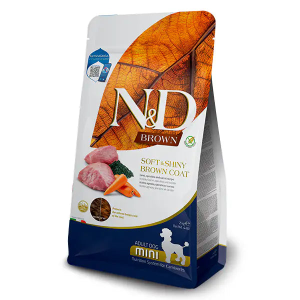 Farmina N&D Brown Grain Free Adult Mini Agnello, spirulina e carote  5 kg bauzaarit.myshopify.com