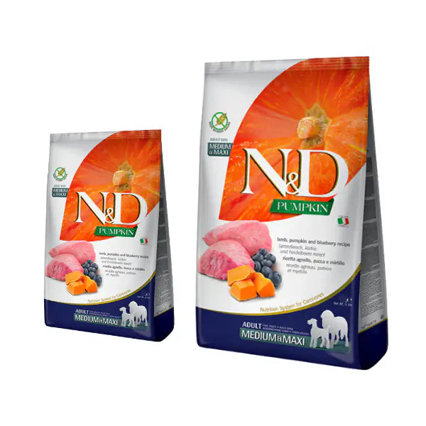 Farmina N&D Grain Free Pumpkin Adult Medium/Maxi Agnello e Mirtillo   bauzaarit.myshopify.com