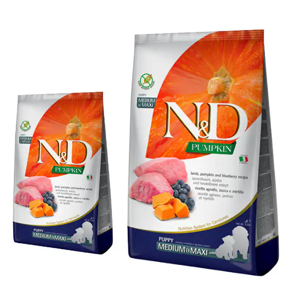 Farmina N&D Grain Free Pumpkin Puppy Medium/Maxi Agnello e Mirtillo   bauzaarit.myshopify.com