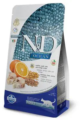 Farmina N&D Ocean Feline Adult Merluzzo Farro e Arancia   bauzaarit.myshopify.com