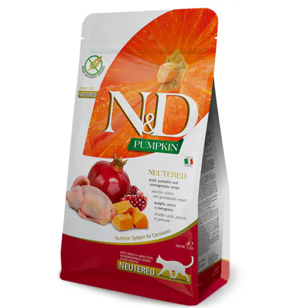 Farmina N&D Pumpkin Grain Free Neutered Feline Quaglia Zucca e Melograno   bauzaarit.myshopify.com
