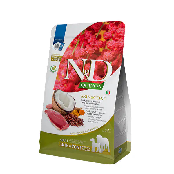 Farmina N&D Quinoa Canine Skin&Coat Adult Medium/Maxi Anatra e cocco   bauzaarit.myshopify.com