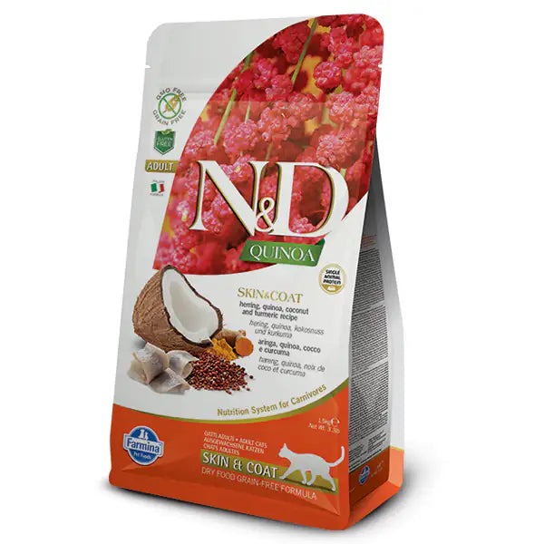 Farmina N&D Quinoa Feline Skin&Coat Aringa e cocco  1,5 kg bauzaarit.myshopify.com