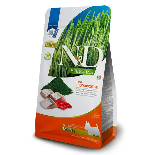 Farmina N&D Spirulina Grain Free Adult Mini Aringa, spirulina e bacche di goji   bauzaarit.myshopify.com