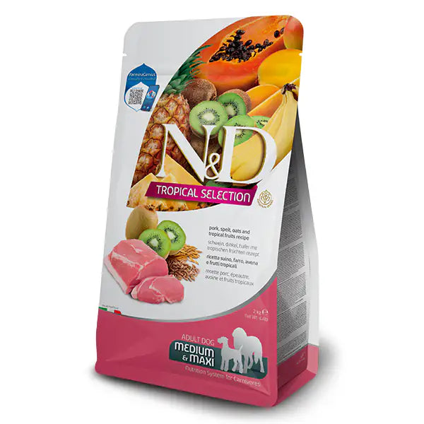 Farmina N&D Tropical Dog Adult Medium/Maxi Low Grain Maiale e frutta tropicale   bauzaarit.myshopify.com