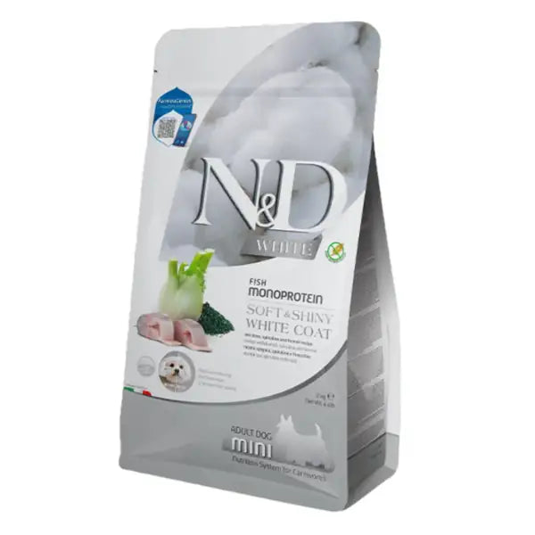 Farmina N&D White Grain Free Adult Mini Spigola, spirulina e finocchio  5 kg bauzaarit.myshopify.com