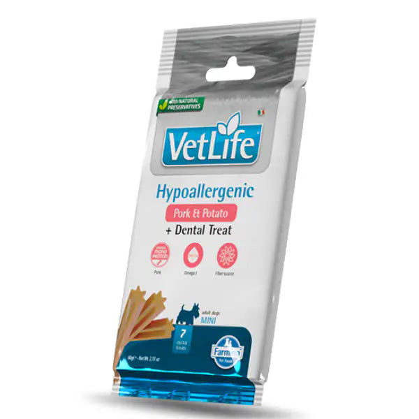 Farmina Vet Life Hypoallergenic snack dentali per cani Adult Mini 60 gr  Maiale e patate bauzaarit.myshopify.com