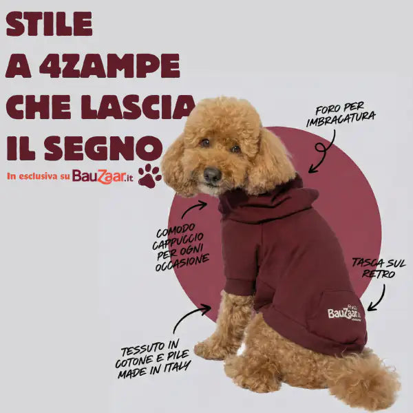 Felpa per cani mono colorazione Bordeaux Bauzaar   bauzaarit.myshopify.com