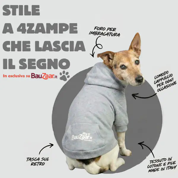 Felpa per cani mono colorazione Grigio Bauzaar   bauzaarit.myshopify.com