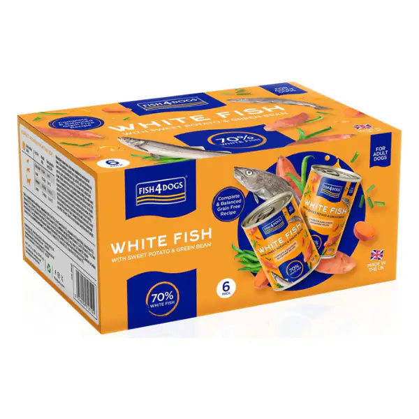 Fish4Dogs Finest Dog Adult All Breeds Grain Free 395 gr  Pesce bianco con patata dolce e fagiolini bauzaarit.myshopify.com
