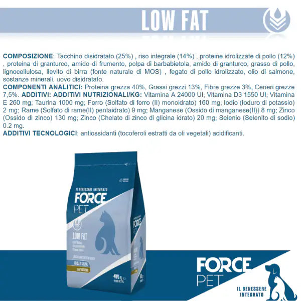 Forcepet Cat Adult Sterilised Low Fat gestione del peso Tacchino   Bauzaar.it