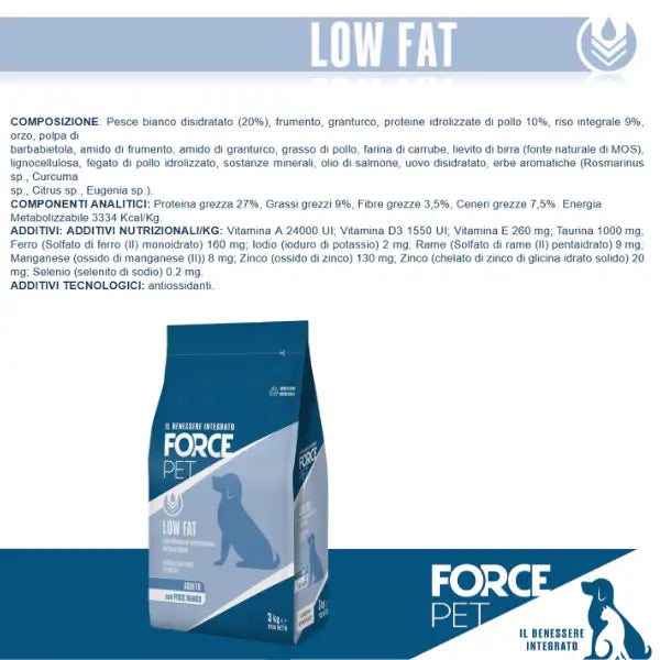 Forcepet Dog Adult Low Fat gestione del peso Pesce bianco   Bauzaar.it