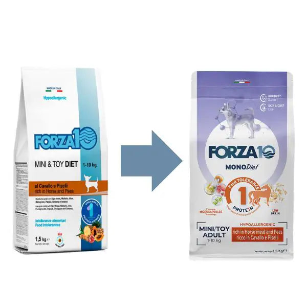 Forza10 MonoDiet Mini/Toy Adult Low Grain Hypoallergenic Cavallo e piselli   bauzaarit.myshopify.com