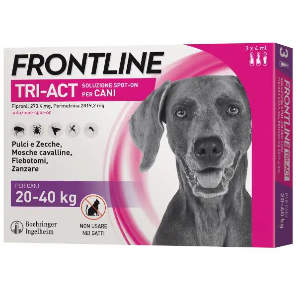 Frontline Tri-Act antiparassitario per cani  3 pipette per taglia grande (20-40 kg) bauzaarit.myshopify.com