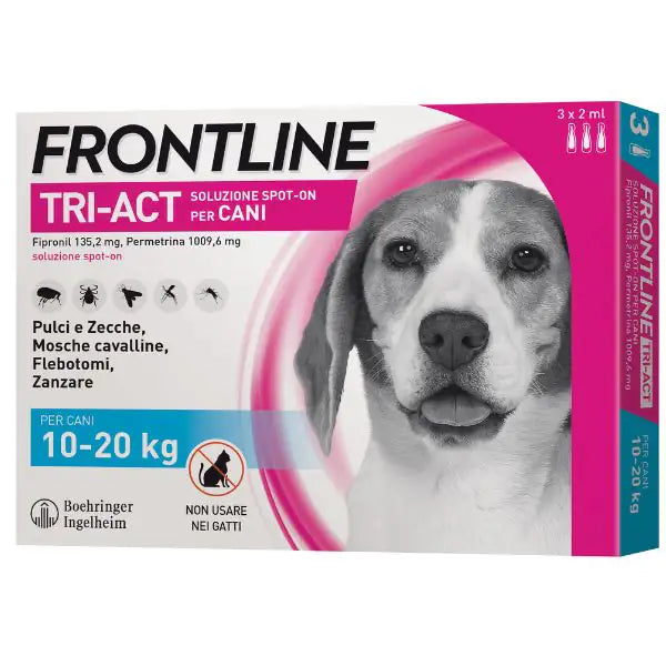 Frontline Tri-Act antiparassitario per cani  3 pipette per taglia media (10-20 kg) bauzaarit.myshopify.com