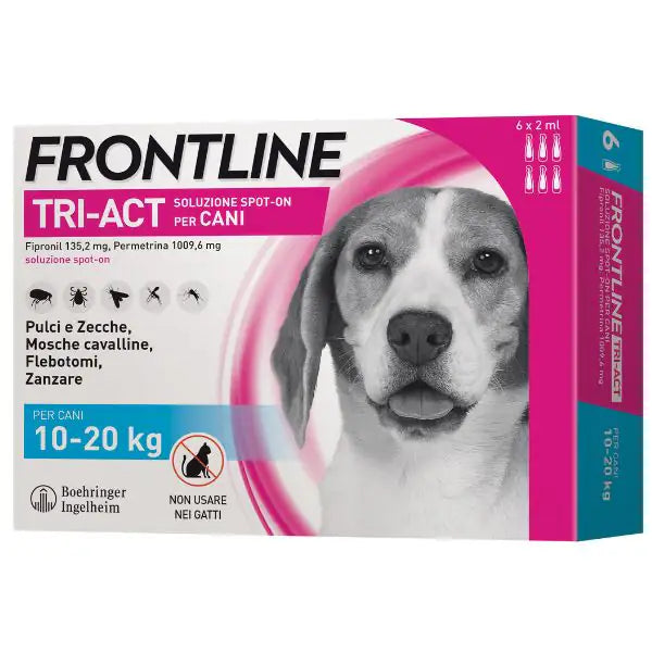 Frontline Tri-Act antiparassitario per cani  6 pipette per taglia media (10-20 kg) (scadenza: 30/04/2026) bauzaarit.myshopify.com