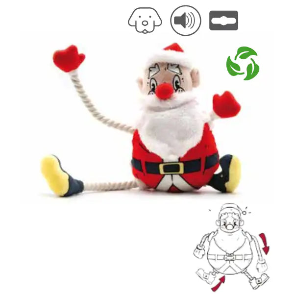 Gioco per cani con corda e squeaker Xmas Eco Claus Croci   bauzaarit.myshopify.com