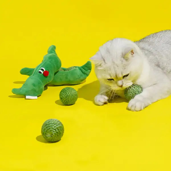 Gioco per gatti Baccello di Pisellini con palline Catnip estraibili Leopet   bauzaarit.myshopify.com
