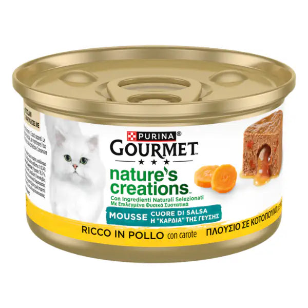 Gourmet Nature's Creation Cat Mousse Cuore di salsa 85 gr  Pollo con carote bauzaarit.myshopify.com