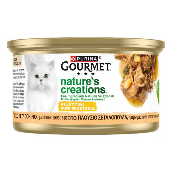 Gourmet Nature's Creations 85 gr  Tacchino, spinaci e pastinaca bauzaarit.myshopify.com