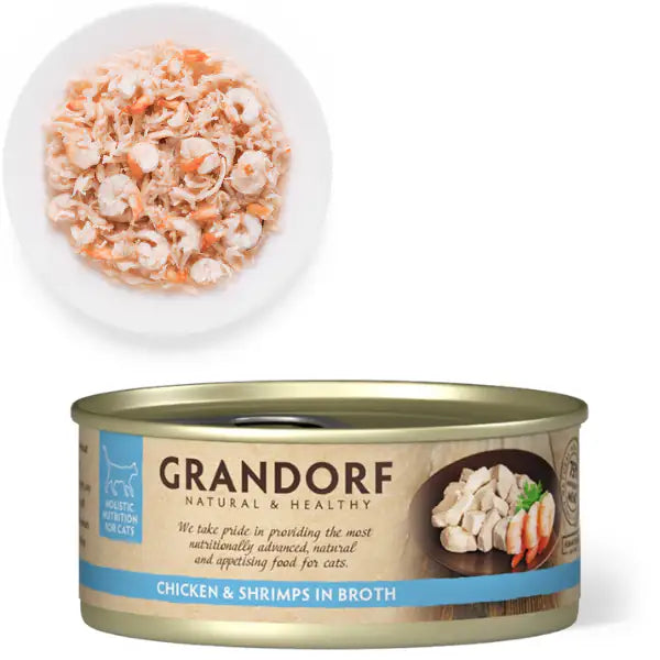 Grandorf Cat Adult Grain Free Filetti in brodo 70 gr  Pollo con gamberetti bauzaarit.myshopify.com