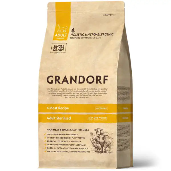 Grandorf Cat Adult Hypoallergenic Skin&Coat Care Pesce bianco e tacchino   bauzaarit.myshopify.com