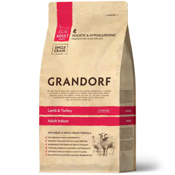 Grandorf Cat Adult Indoor Hypoallergenic Agnello e tacchino  8 Kg bauzaarit.myshopify.com