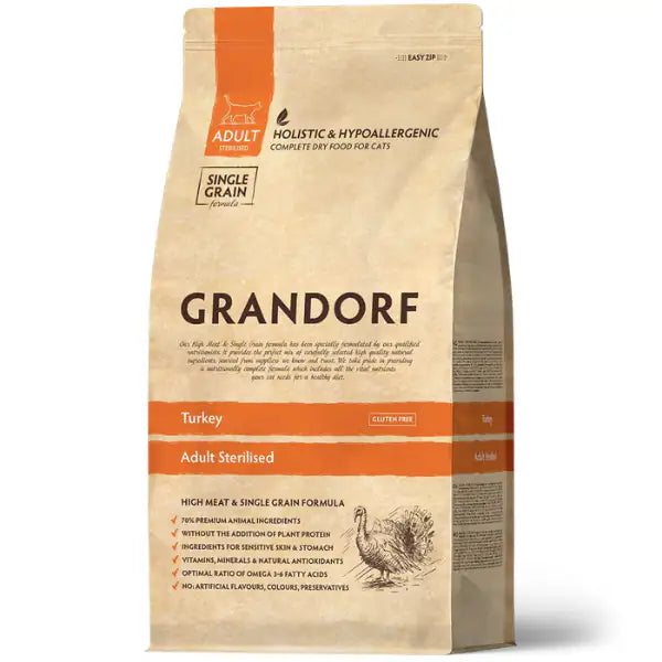 Grandorf Cat Sterilised Hypoallergenic Tacchino   bauzaarit.myshopify.com