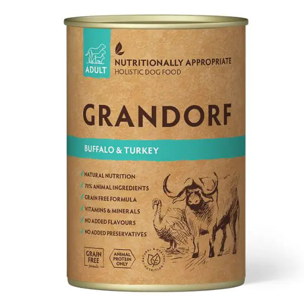Grandorf Dog Adult All Breeds 400 gr  Bufalo e tacchino bauzaarit.myshopify.com
