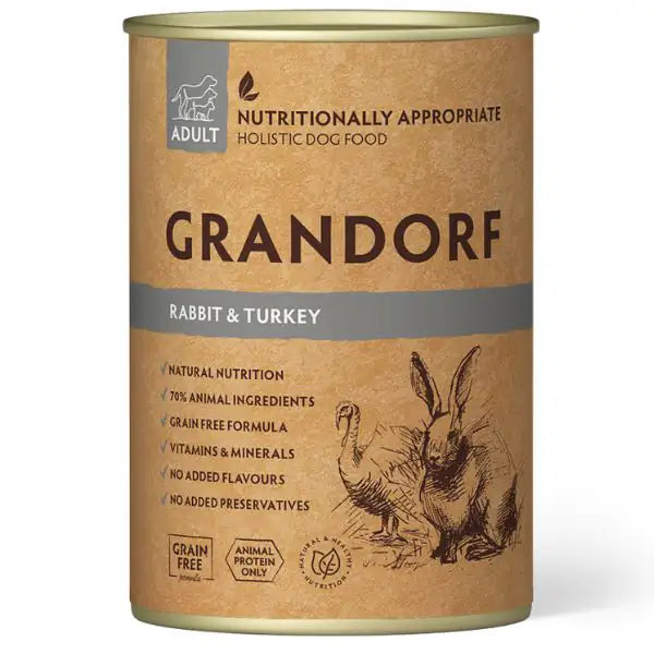 Grandorf Dog Adult All Breeds 400 gr  Coniglio e tacchino bauzaarit.myshopify.com