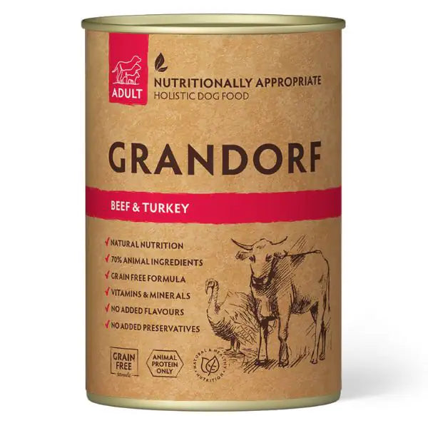 Grandorf Dog Adult All Breeds 400 gr  Manzo e tacchino bauzaarit.myshopify.com