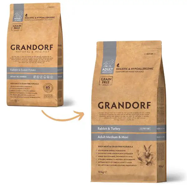 Grandorf Dog Adult Medium/Maxi Grain Free Coniglio e Tacchino   bauzaarit.myshopify.com