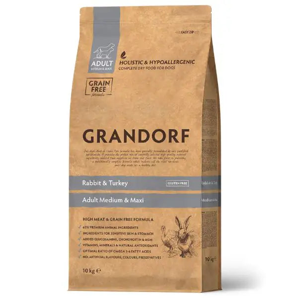 Grandorf Dog Adult Medium/Maxi Grain Free Coniglio e Tacchino   bauzaarit.myshopify.com