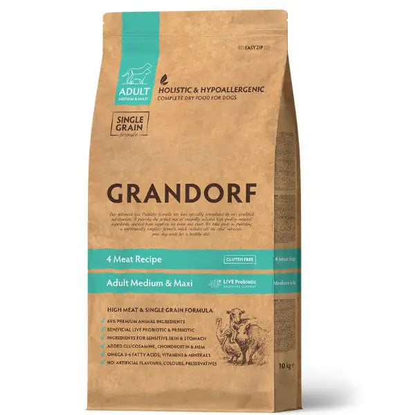 Grandorf Dog Adult Medium/Maxi Hypoallergenic 4 Meat Recipe   bauzaarit.myshopify.com