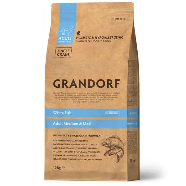 Grandorf Dog Adult Medium/Maxi Hypoallergenic White Fish  10 kg bauzaarit.myshopify.com