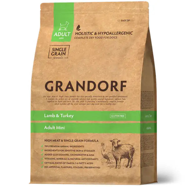 Grandorf Dog Adult Mini Hypoallergenic Agnello e tacchino  3 Kg bauzaarit.myshopify.com