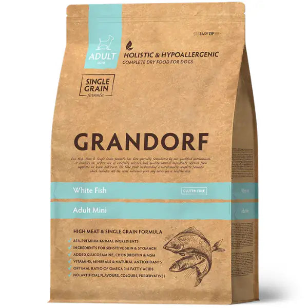 Grandorf Dog Adult Mini Hypoallergenic Pesce bianco   bauzaarit.myshopify.com